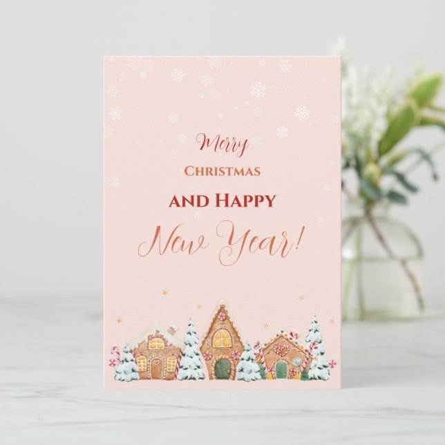 Carte de vacances simple Pastel rose Whimsical (Debout devant)