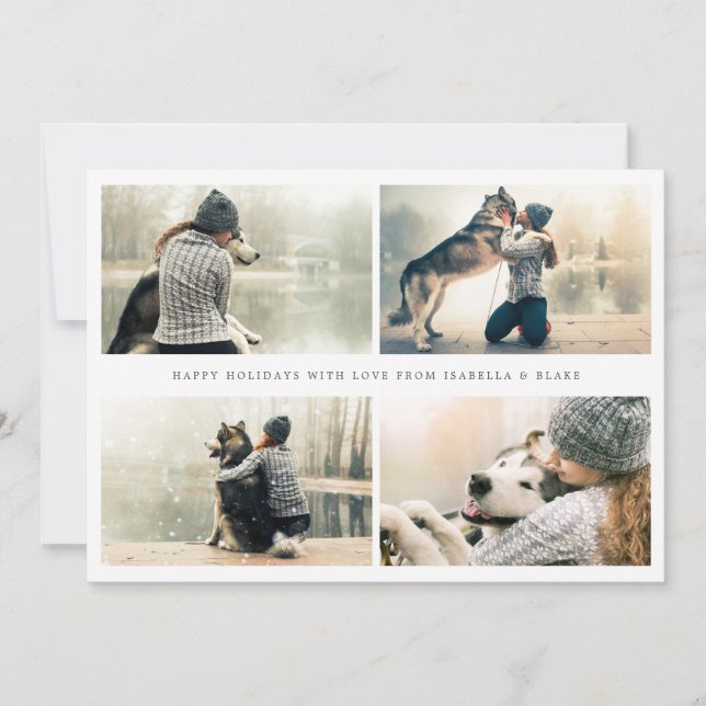 Carte de vacances simple pour collage de 4 photos (Devant)