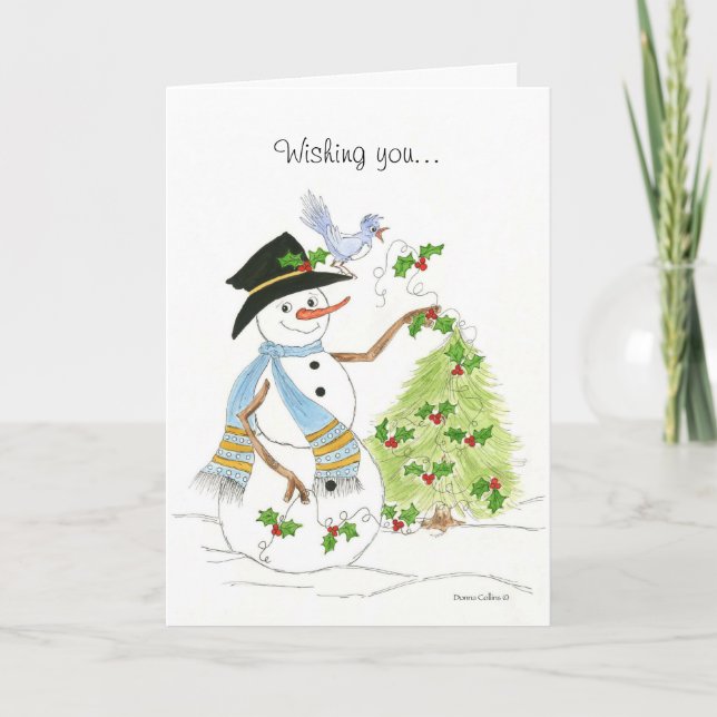 Carte de vacances Snowman Bluebird (Devant)