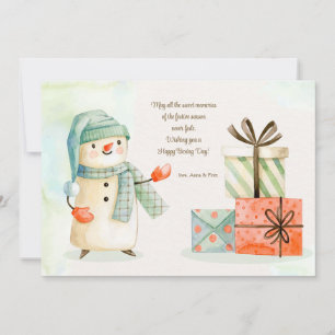 Carte de vacances Snowman de jour de boxe