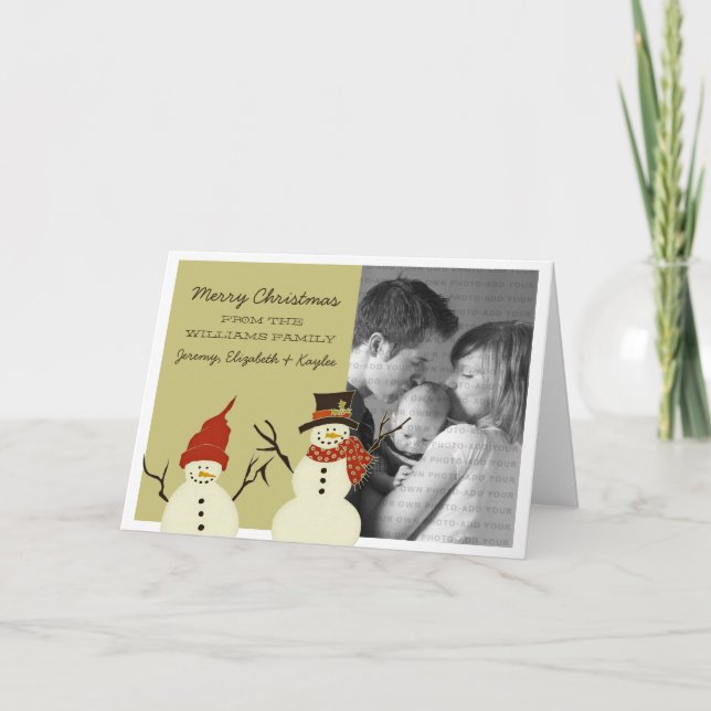 Carte de vacances Snowman Duo, Sage (Devant)