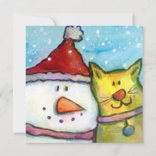 Carte de vacances Snowman et Cat