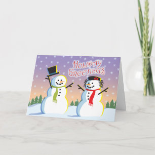 Carte de vacances Snowman & Woman
