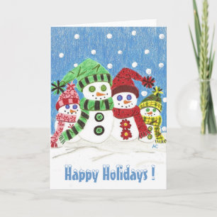 Carte de vacances Snowmen Family Portrait