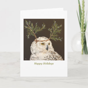Carte de vacances Snowy Owl en blanc