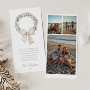 Carte de vacances Soft Neutral Bow Wreath Photo