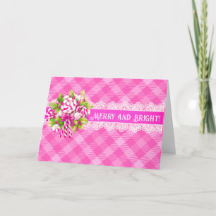 Carte de vacances Sweet Cottage Rose et violet pli