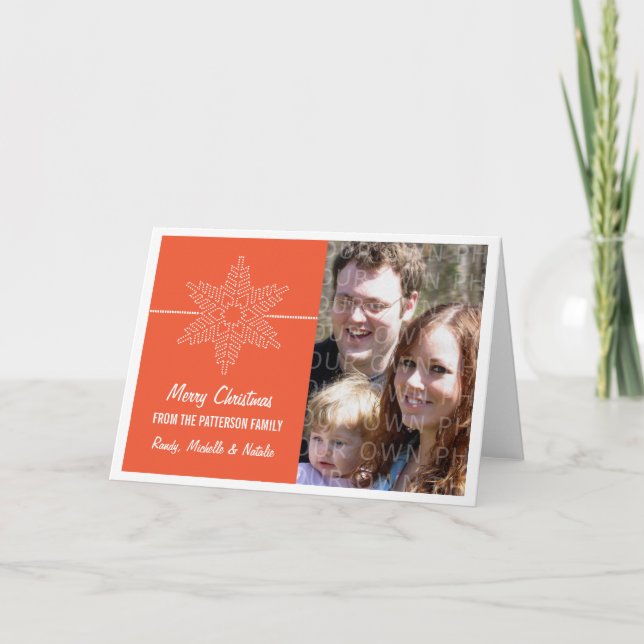 Carte de vacances Sweet Snowflake, Orange (Devant)