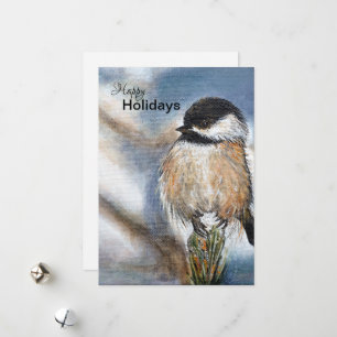 Carte de vacances Sweet Winter Chickadee Bird