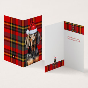 Carte de vacances Tan et Noir Red Plaid