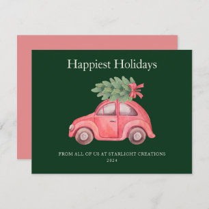 Carte de vacances tendance Voiture rose
