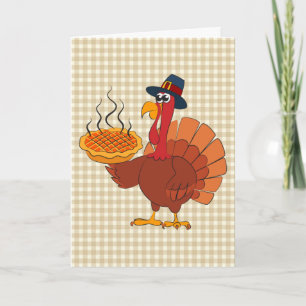 Carte de vacances Thanksgiving Turkey & Pie
