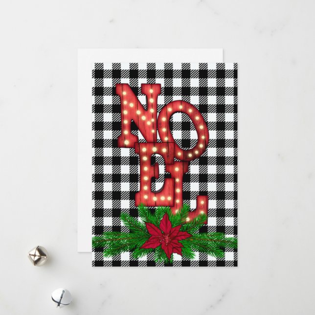Carte de vacances Tumbling Noel sur plaid de Buffa (Devant/Arrière en situation)