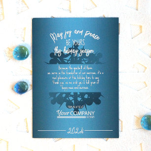Carte de vacances turquoise Blue Snowflake White L