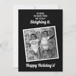 Carte de vacances Twins Sleighing It
