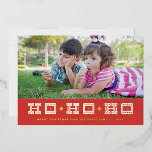 Carte de vacances typographique Ho Ho Ho - Rouge