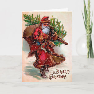 Carte de vacances vintage Angry Père Noël