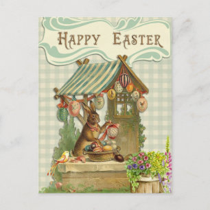Carte de vacances vintage Bunny Pâques