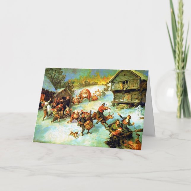 Carte de vacances vintage de la scène d'hiver (Devant)
