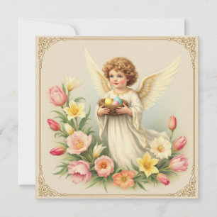 Carte de vacances vintage Floral Angel Pâques