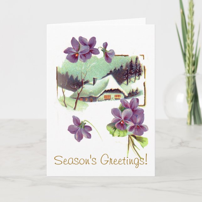 Carte de vacances vintage Floral Neige (Devant)