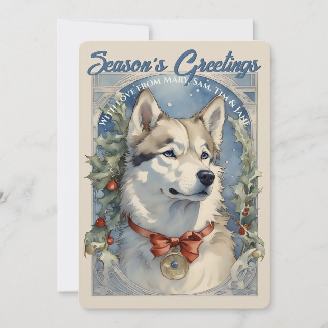Carte de vacances vintage Husky Dog (Devant)
