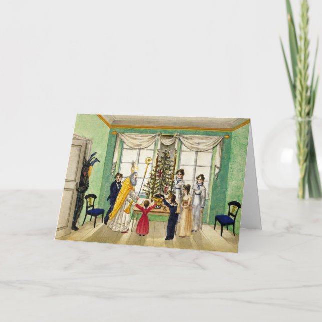 Carte de vacances vintage Krampus et St. Nick (Devant)