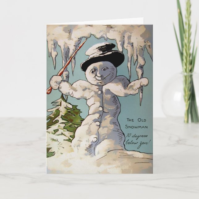 Carte de vacances Vintage Old Snowman (Devant)
