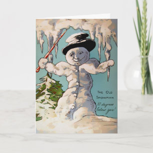 Carte de vacances Vintage Old Snowman