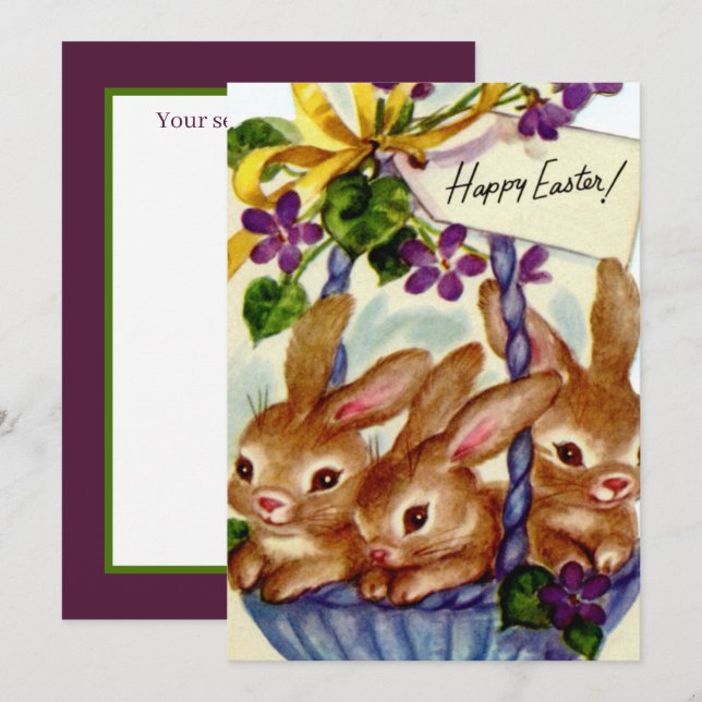 Carte de vacances vintage Pâques rétro (Devant / Derrière)