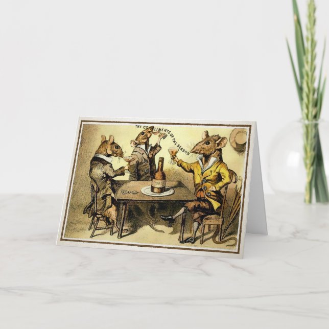 Carte de vacances vintage Rats de boisson (Devant)