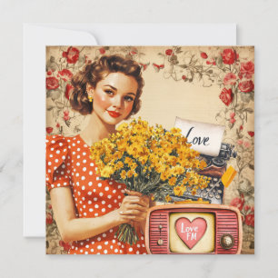 Carte de vacances vintage rétro Saint-Valentin à p