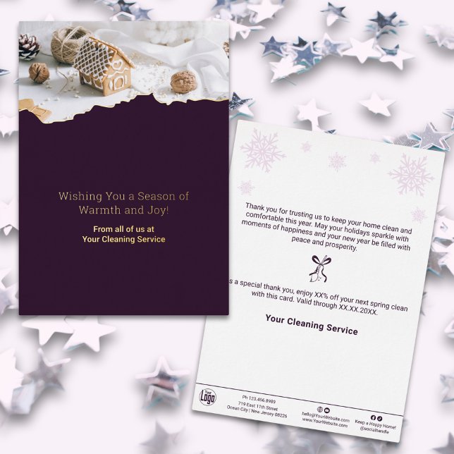 Carte de vacances violet blanc de Noël (Purple White Christmas Image Foil Holiday Card)