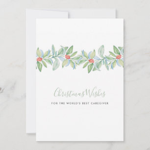 Carte de vacances Watercolor Holly & Berries