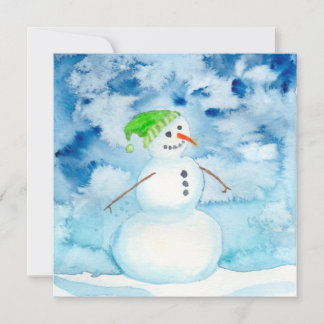 Carte de vacances Watercolor Snowman