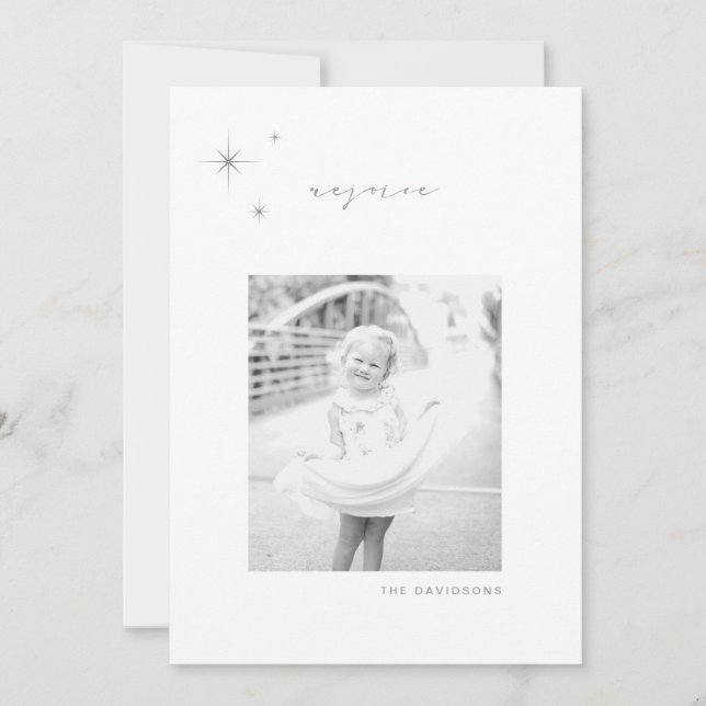 Carte de vacances White & Silver Radiant Rejoice (Devant)