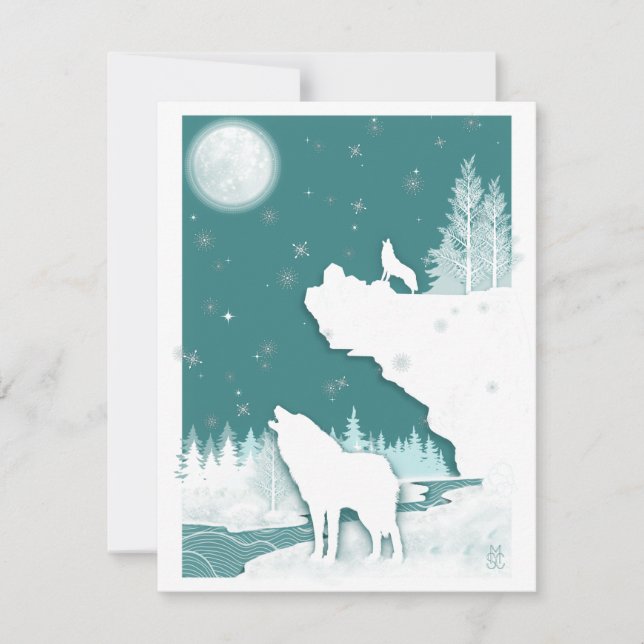 Carte de vacances Winter Wolves Flat (Devant)