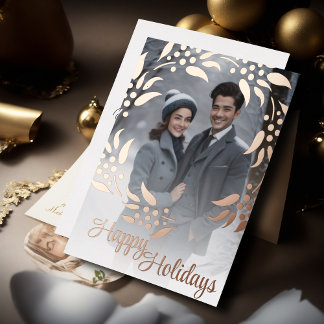 Carte de vacances Wreath Frame and Your Photo Foil
