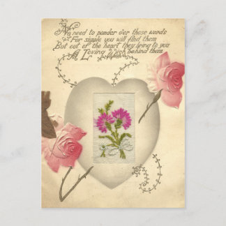 Carte de Valentine brodée par antiquité