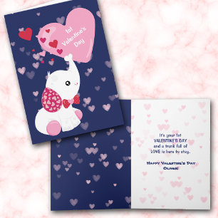 Carte de Valentine de bébé d'éléphant première
