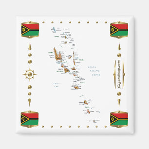 Carte de Vanuatu + Magnet des drapeaux