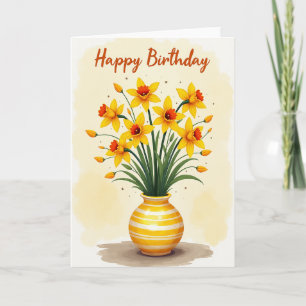 Carte de vase à fleurs jaunes rayées