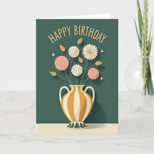 Carte de vase d'anniversaire floral