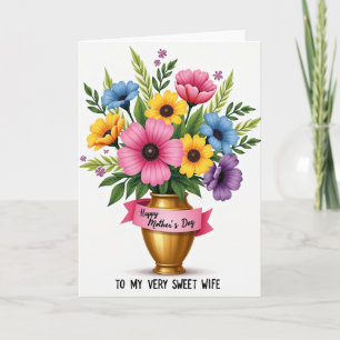 Carte de vase de fleurs rayé