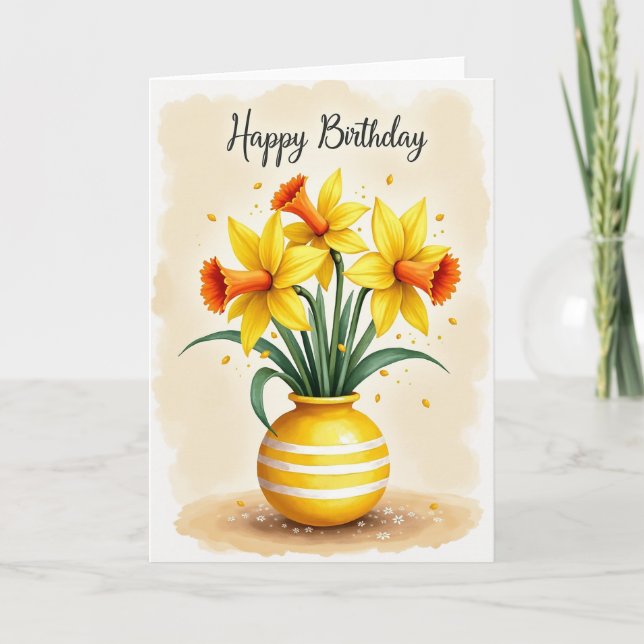 Carte de vase floral pour la joie d'anniversaire (Devant)