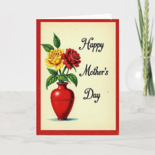 Carte de vase floral rouge brique