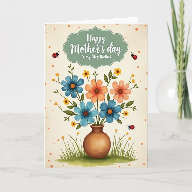 Carte de vase rayé de fleurs (Devant)
