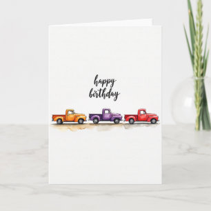 Carte de véhicule à l'aquarelle joyeuse