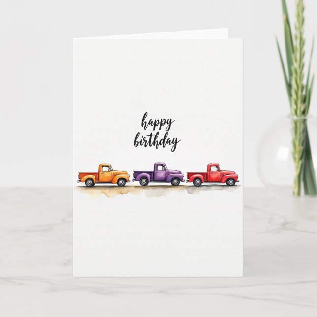 Carte de véhicule à l'aquarelle joyeuse (Devant)