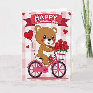 Carte de vélo à carreaux Ourson de la Saint-Valent